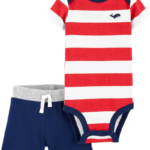 Conjunto Rojo/Blanco a Rayas - 18 Meses
