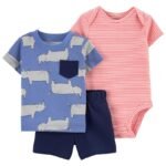 Set 3 Piezas Remera MC + Body + Short Rino - 6 Meses